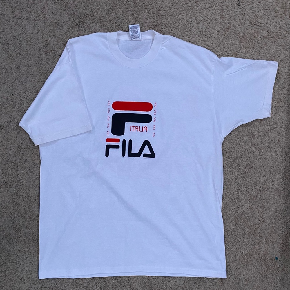 Fila Big Logo White T Shirt Size XL